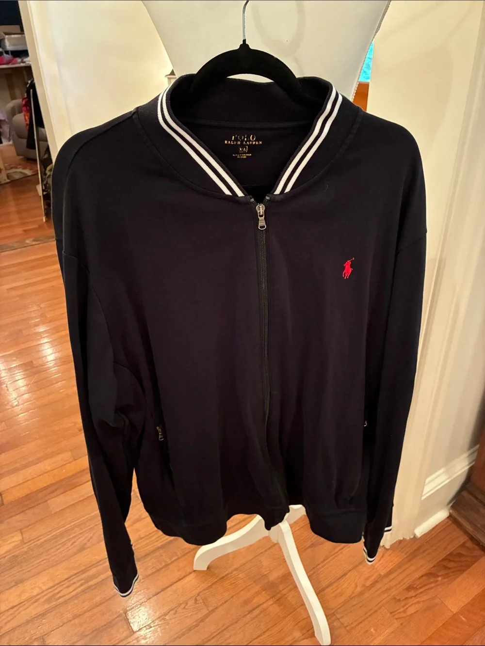 Polo by Ralph Lauren Black Zip-Up Bomber with Red Pony